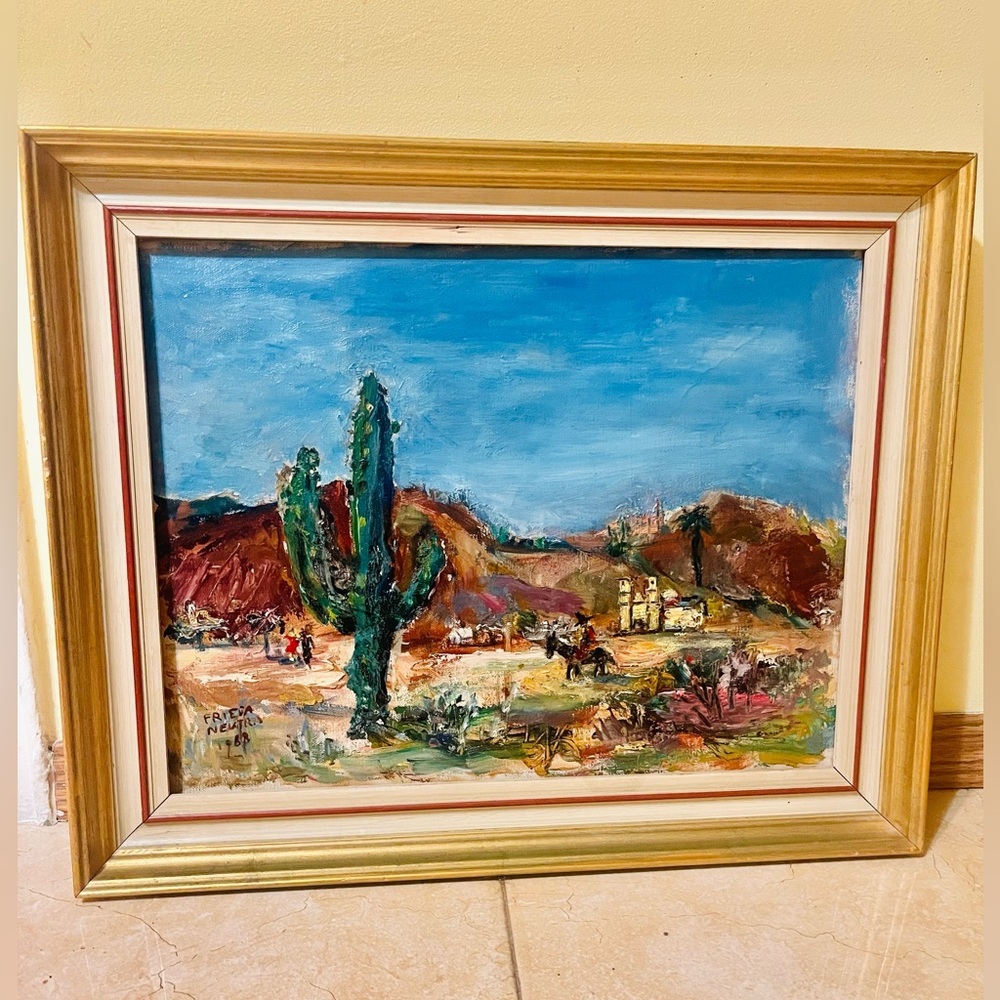VTG Native American Southwest Original Oil Painting PICTURE CACTUS DESERT SCENE